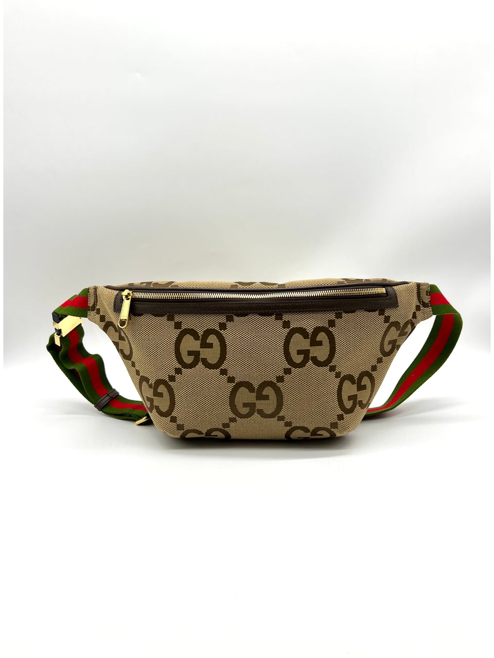 GUCCI Beige & Brown Jumbo GG Belt Bag - Reeluxs 