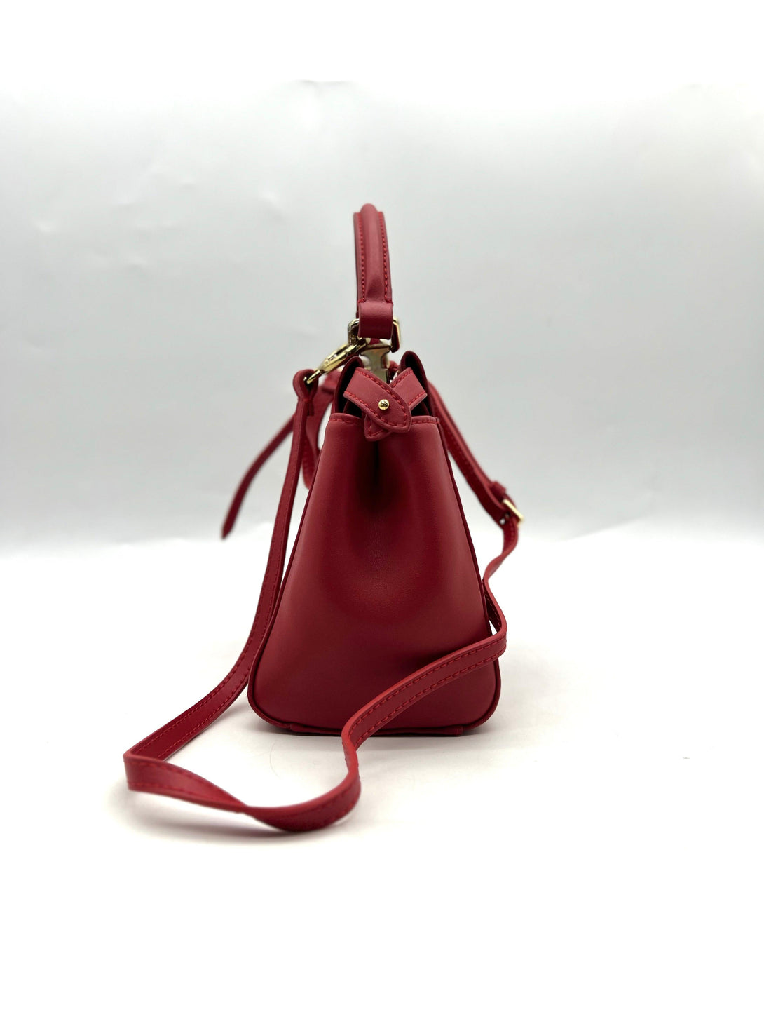 FENDI Peekaboo Handbag Shoulder Bag Red Leather - Reeluxs 