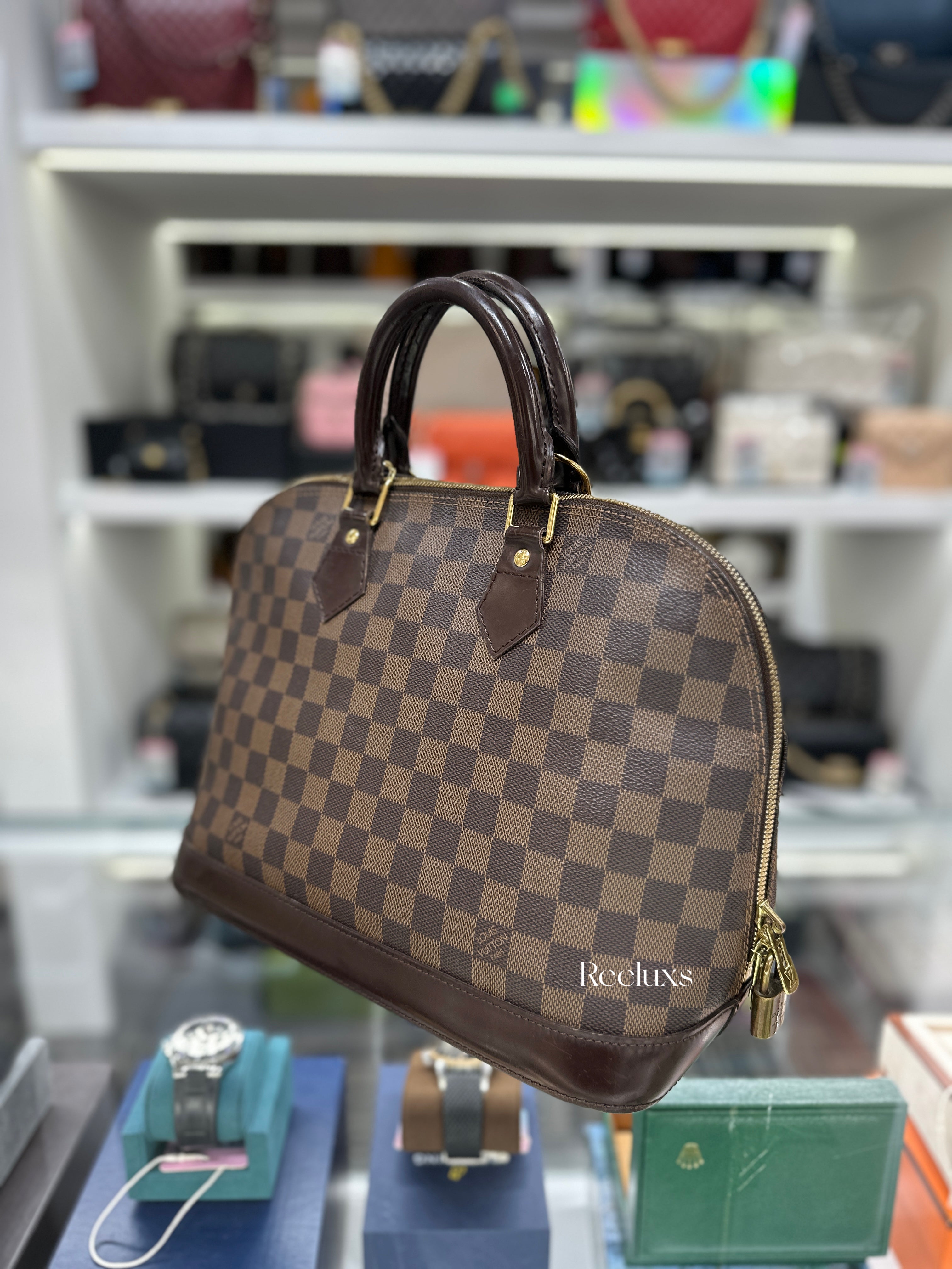LOUIS VUITTON LV Alma PM Handbag Damier Ebene Canvas