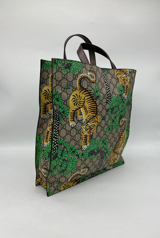 GUCCI GG Supreme Bengal Tiger Vertical Tote - Reeluxs 