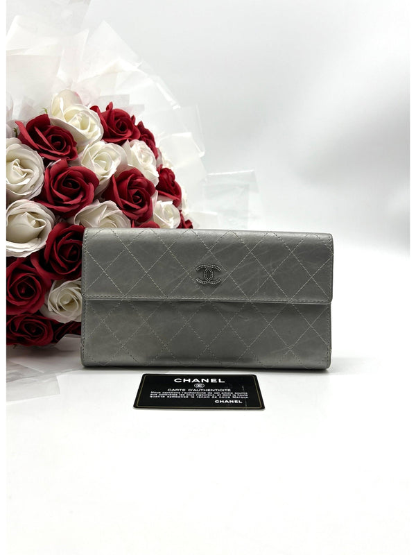 CHANEL SILVER LONG WALLET - Reeluxs 