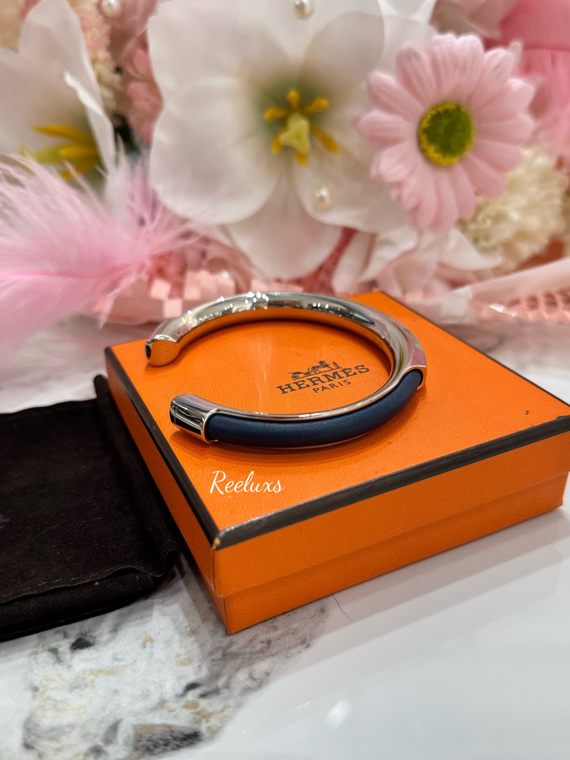HERMES Swift Paris Tokyo Cuff Bracelet T5 Blue