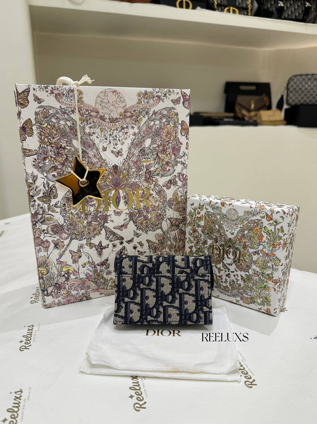 CHRISTIAN DIOR Saddle Bloom Card Holder