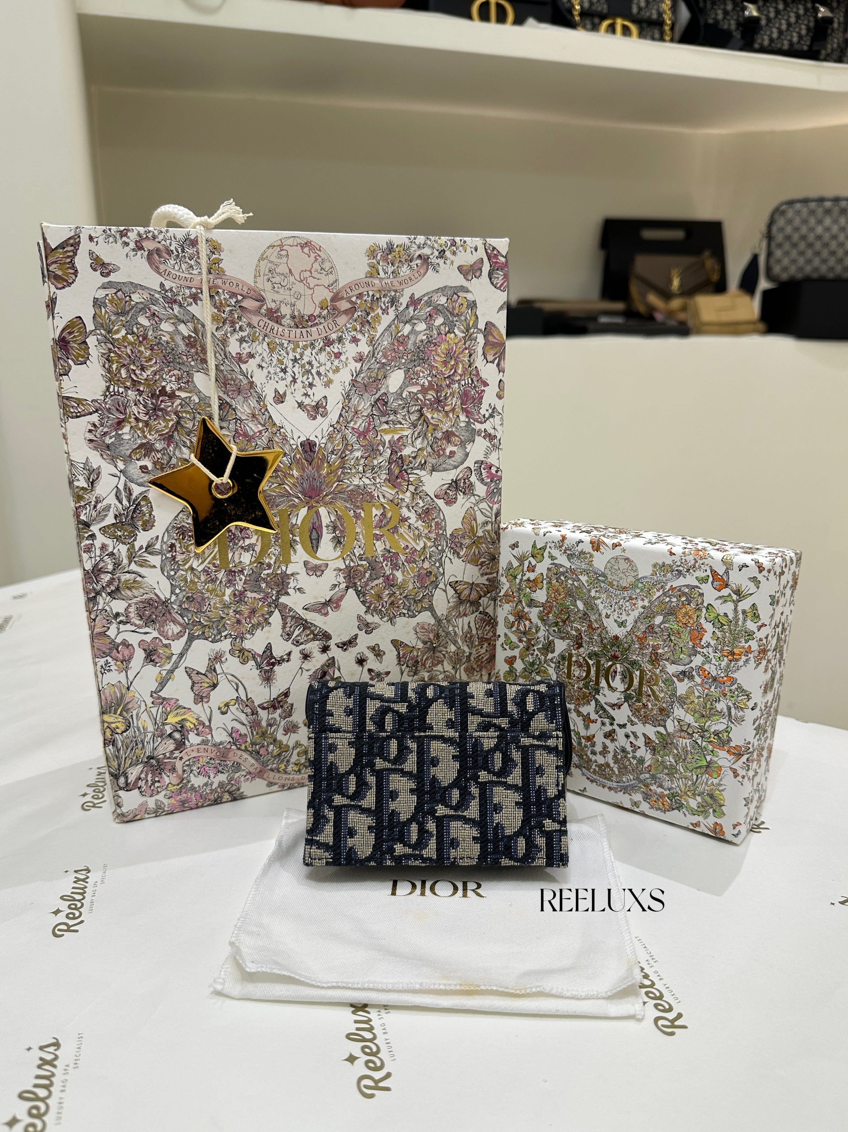 CHRISTIAN DIOR Saddle Bloom Card Holder