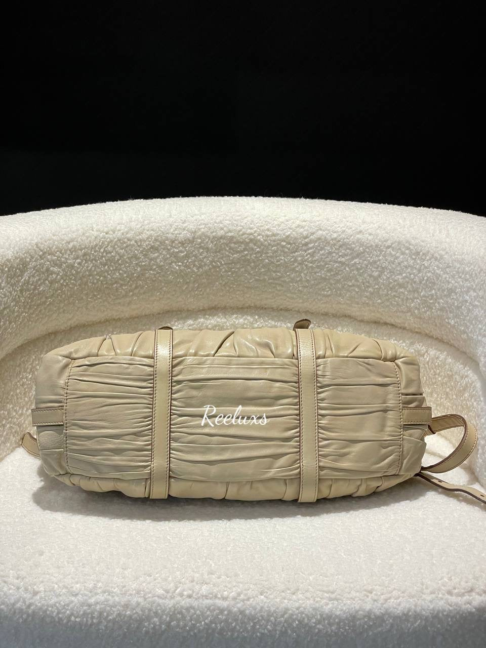 PRADA Beige Nappa  Gaufre Leather Hand Bag / Shoulder Bag