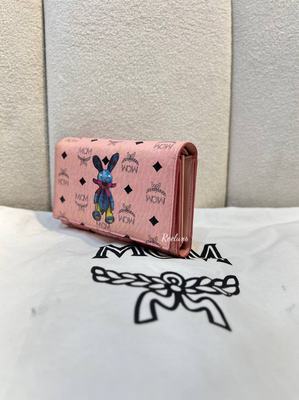 MCM Limited Edition Visetos Pink Leather Rabbit Wallet
