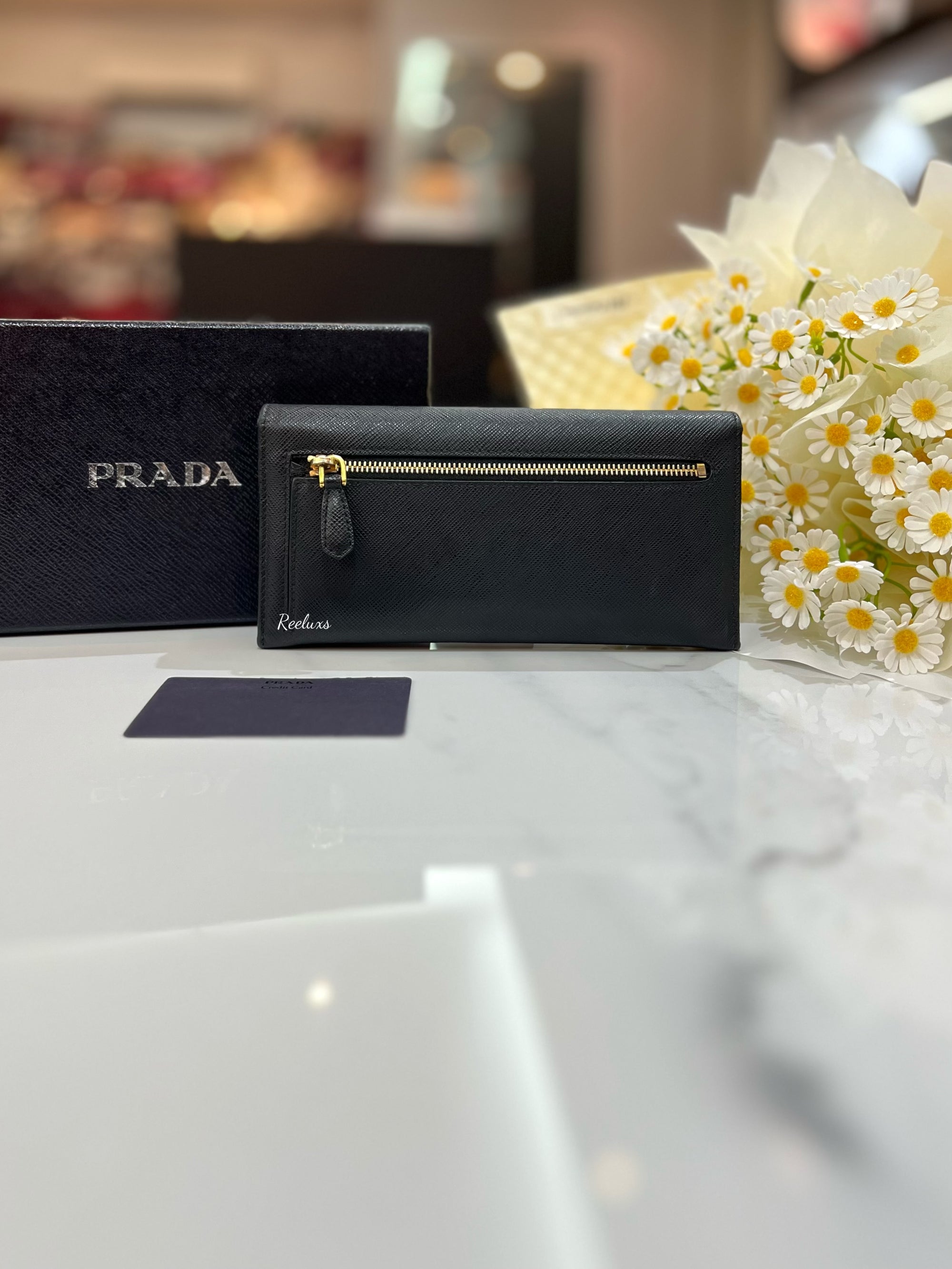 PRADA Saffiano Metal Nero Long Wallet