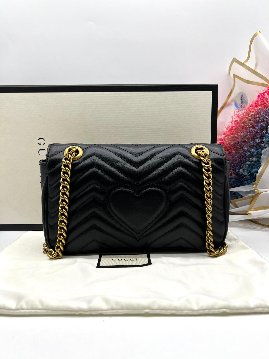 GG Marmont Black Mini Matelassé Shoulder Bag - Reeluxs 