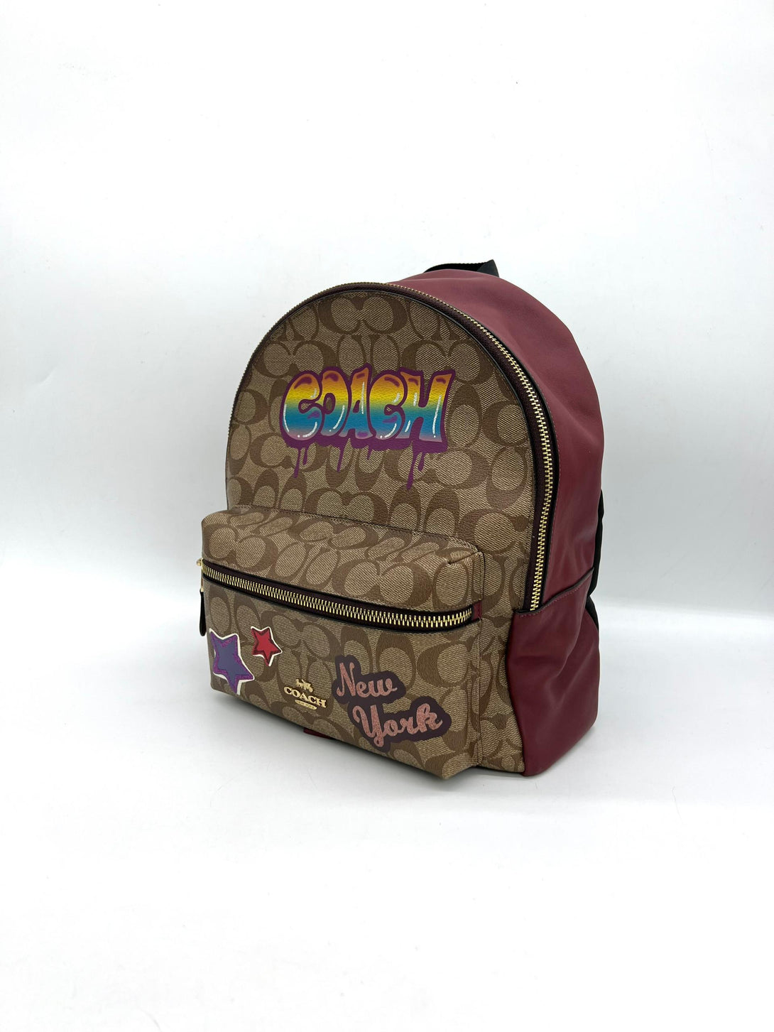 COACH Medium Charlie Backpack In Signature Canvas With Graffiti - Reeluxs 