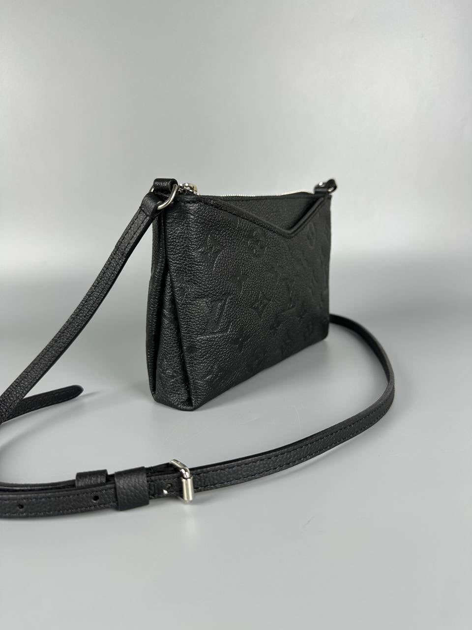 LOUIS VUITTON LV Black Monogram Empreinte Leather Pallas Pochette Crossbody Bag