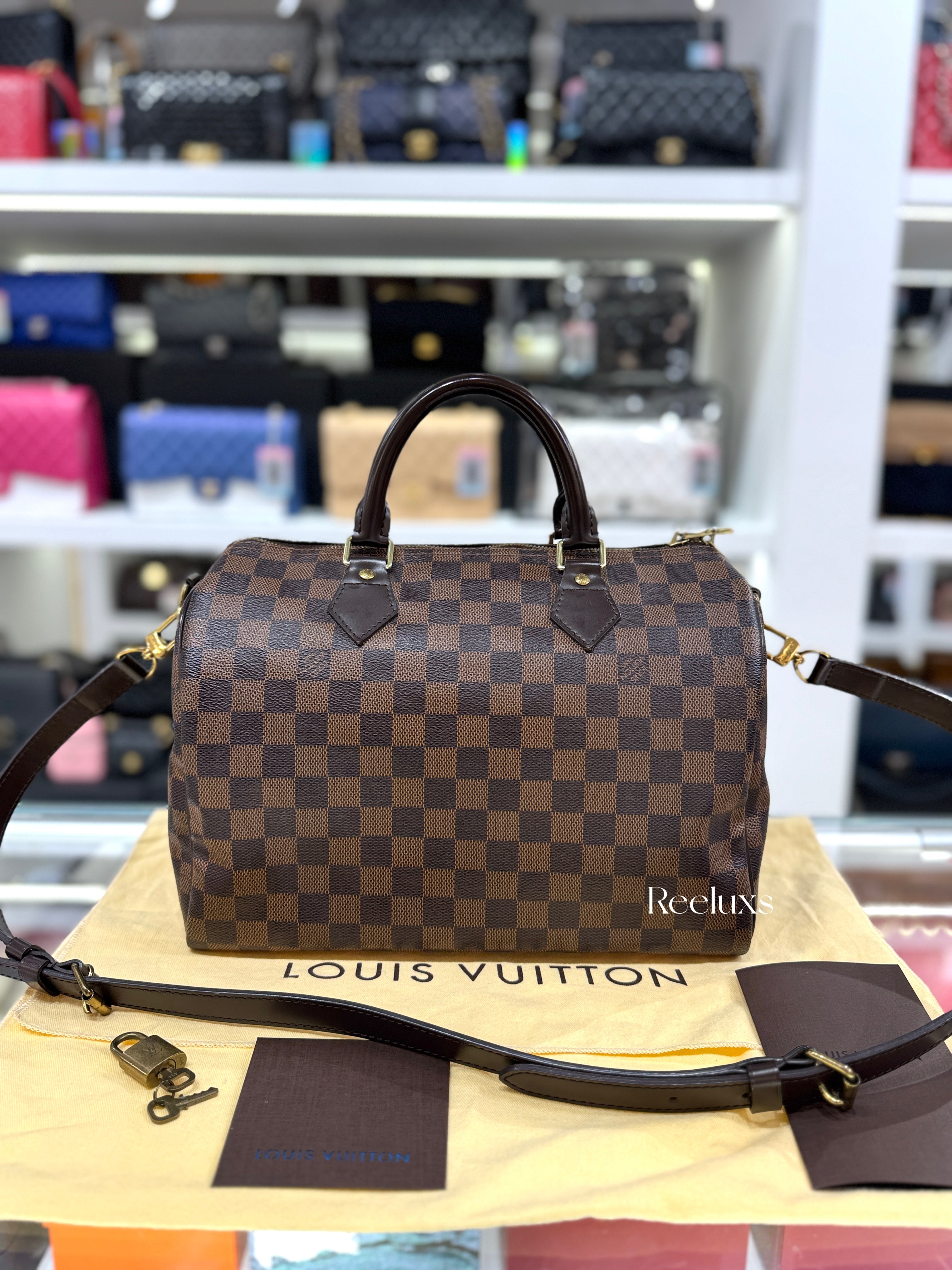 LOUIS VUITTON LV Speedy 30 Damier Ebene Canvas Handbag