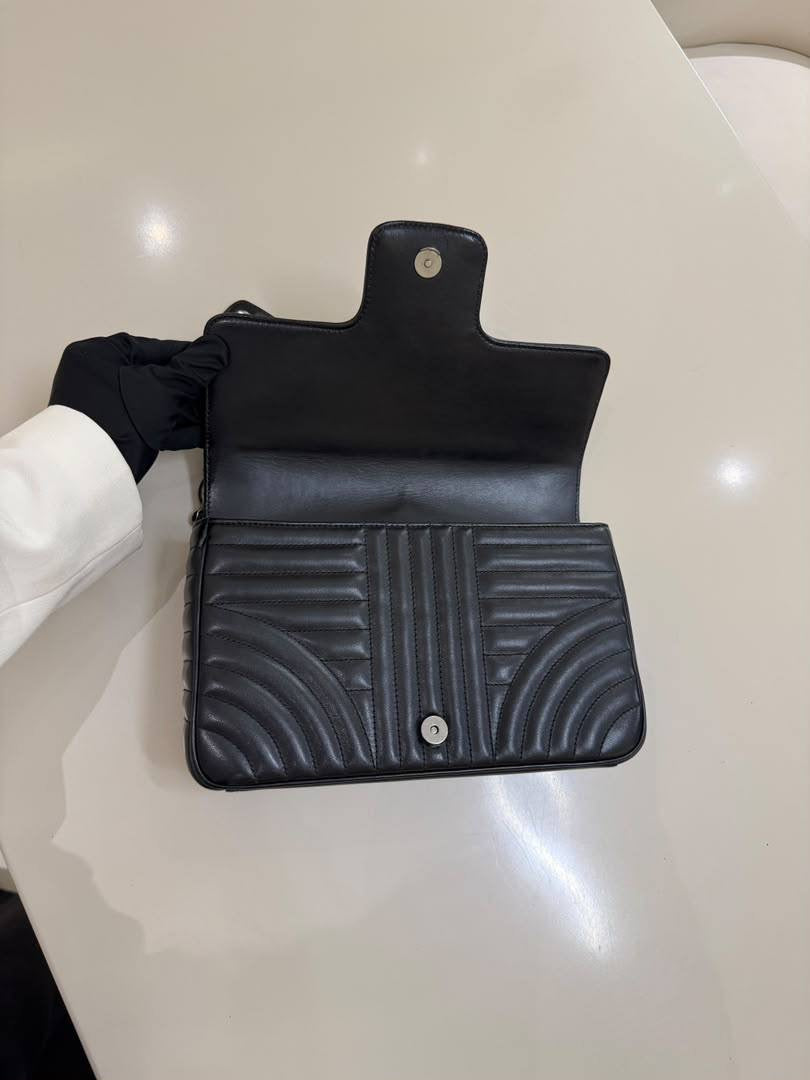 PRADA Soft Calfskin Impunture Diagramme Medium Chain Flap Shoulder Bag