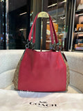 COACH Dalton 31 With Signature Canvas Blocking Tan Red Apple Shoulder Bag