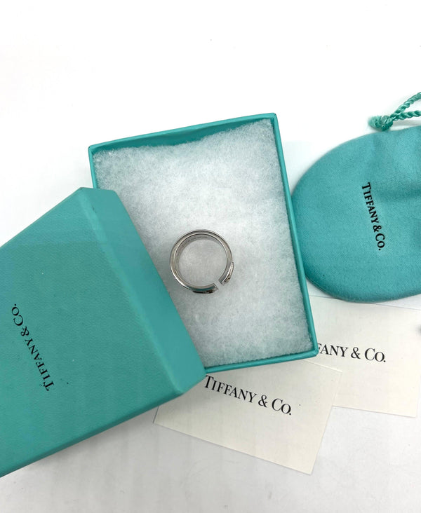 Tiffany & Co Sterling Silver T Cutout Wide Band Ring - Reeluxs 