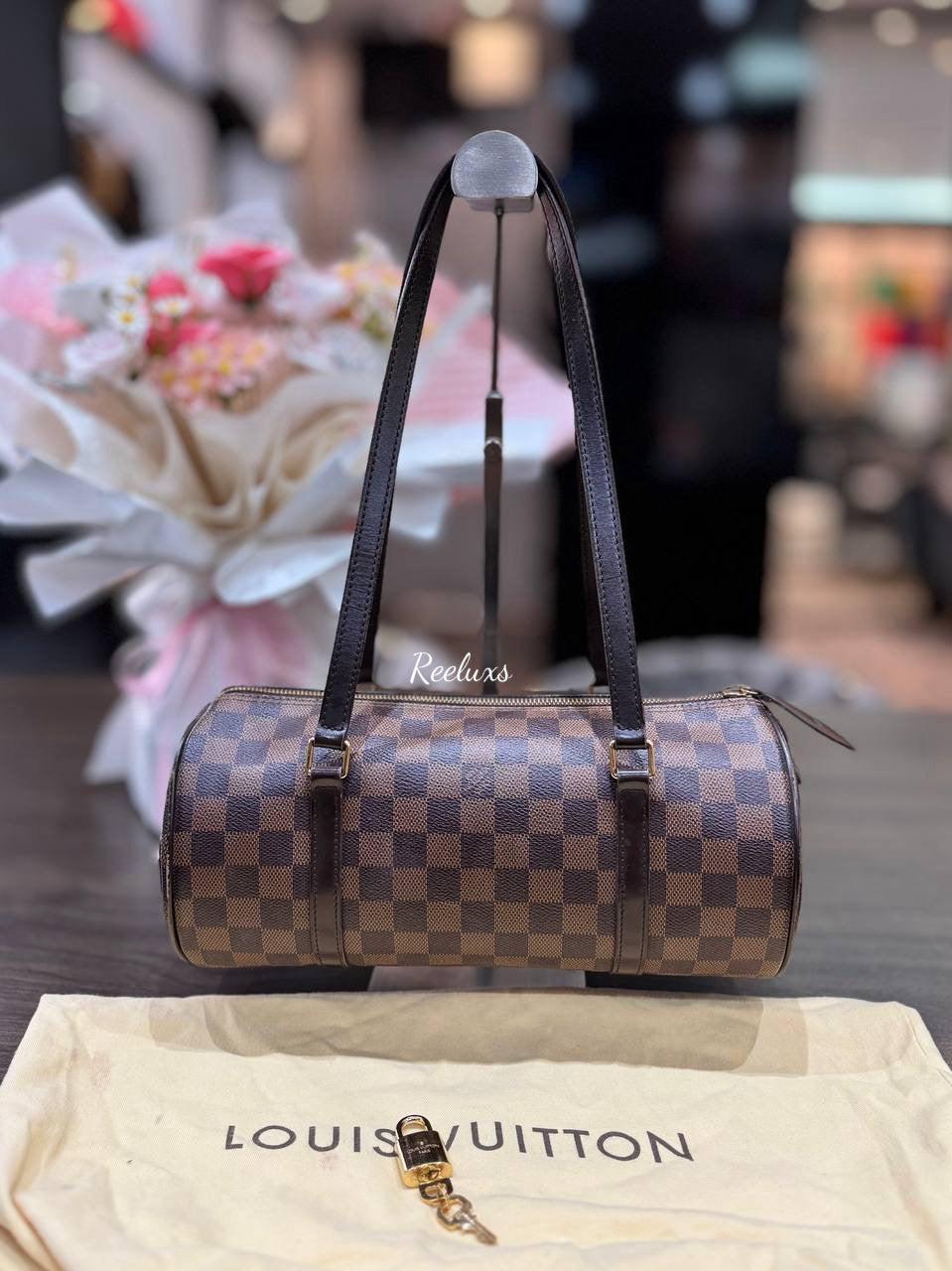 LOUIS VUITTON LV Damier Ebene Canvas Papillon 30 Handbag