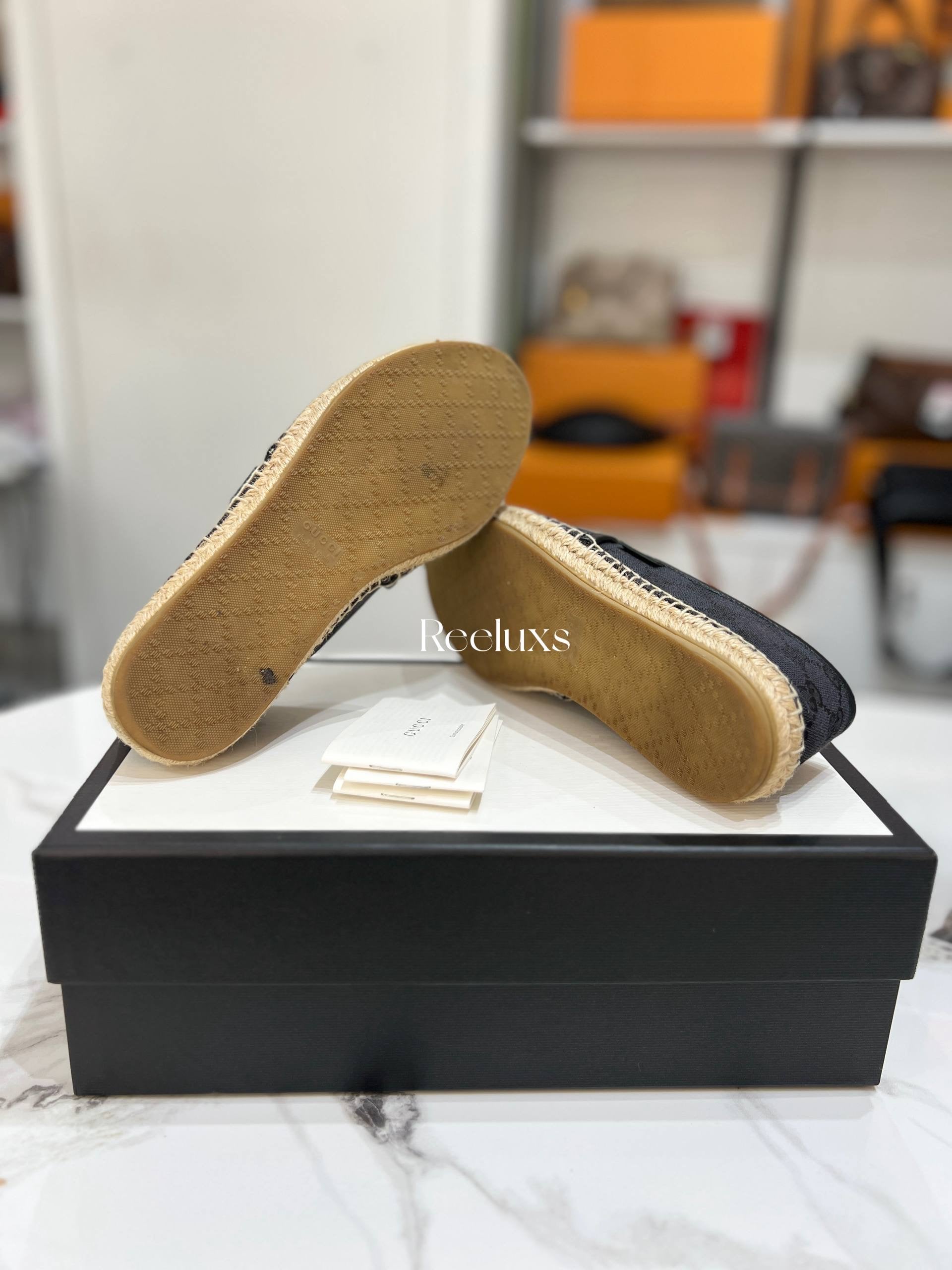 GUCCI Black  GG Supreme Canvas Espadrilles