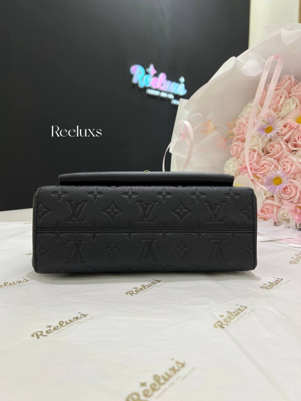 LOUIS VUITTON LV Black Monogram Empreinte Vavin MM Bag