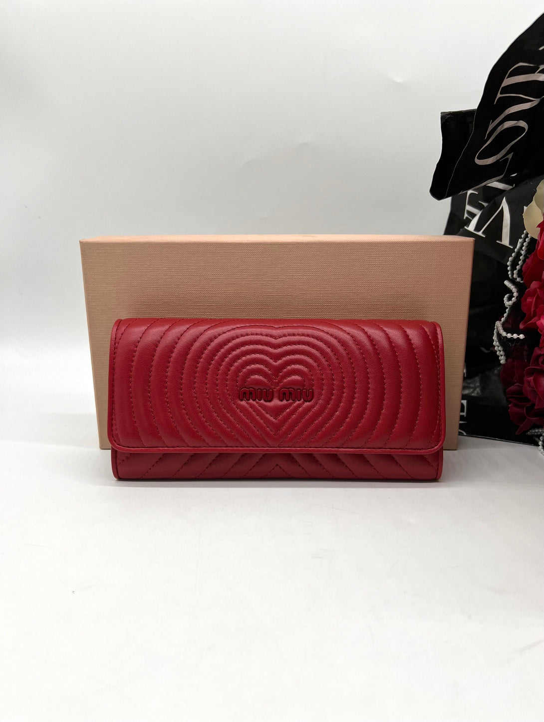 MIU MIU Red Leather Long Wallet - Reeluxs 