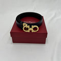 SALVATORE FERRAGAMO Ladies Gancini Reversible Leather Belt In Blue Calf Leather 95cm