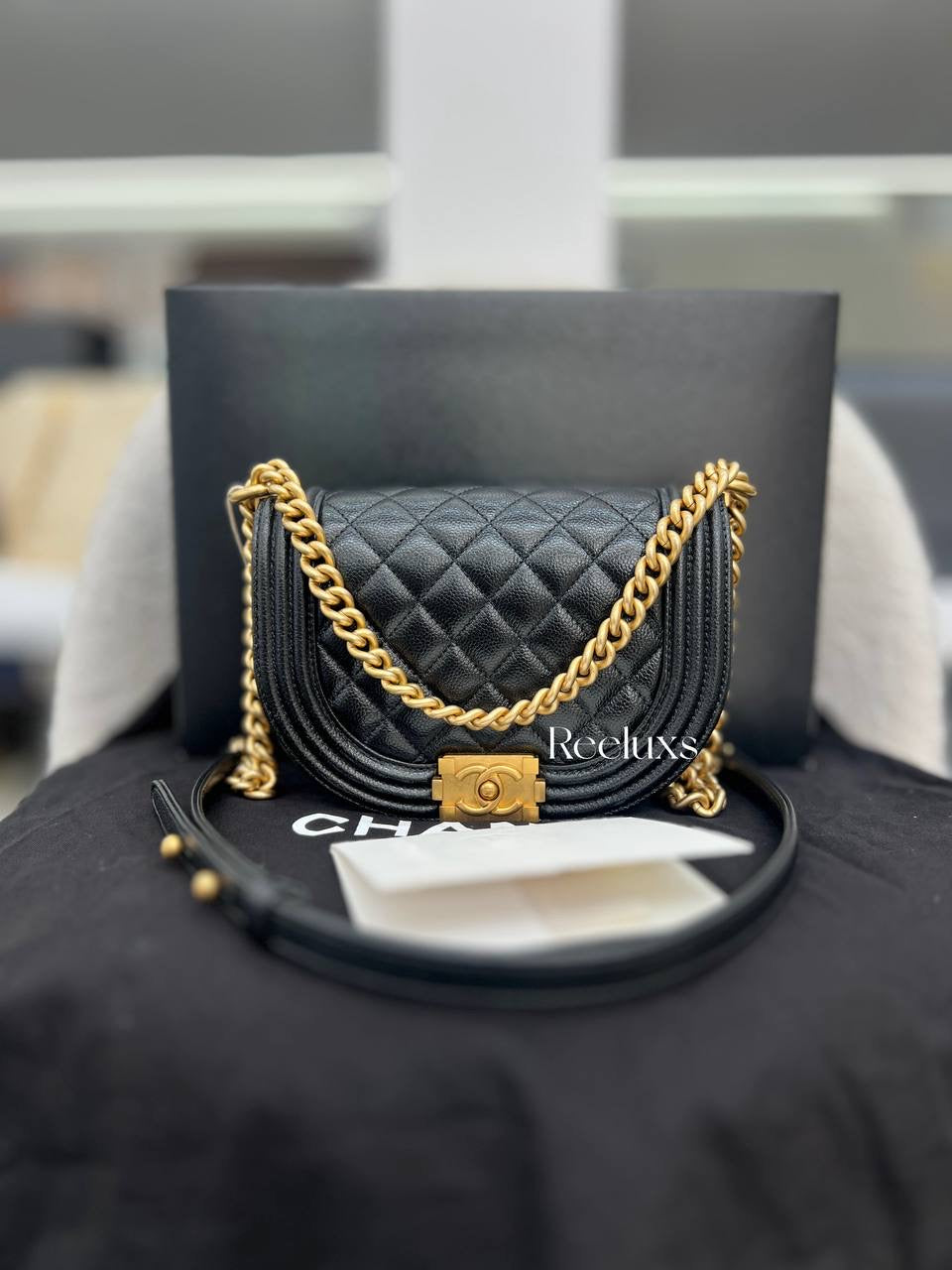 CHANEL Boy Halfmoon Shoulder Bag