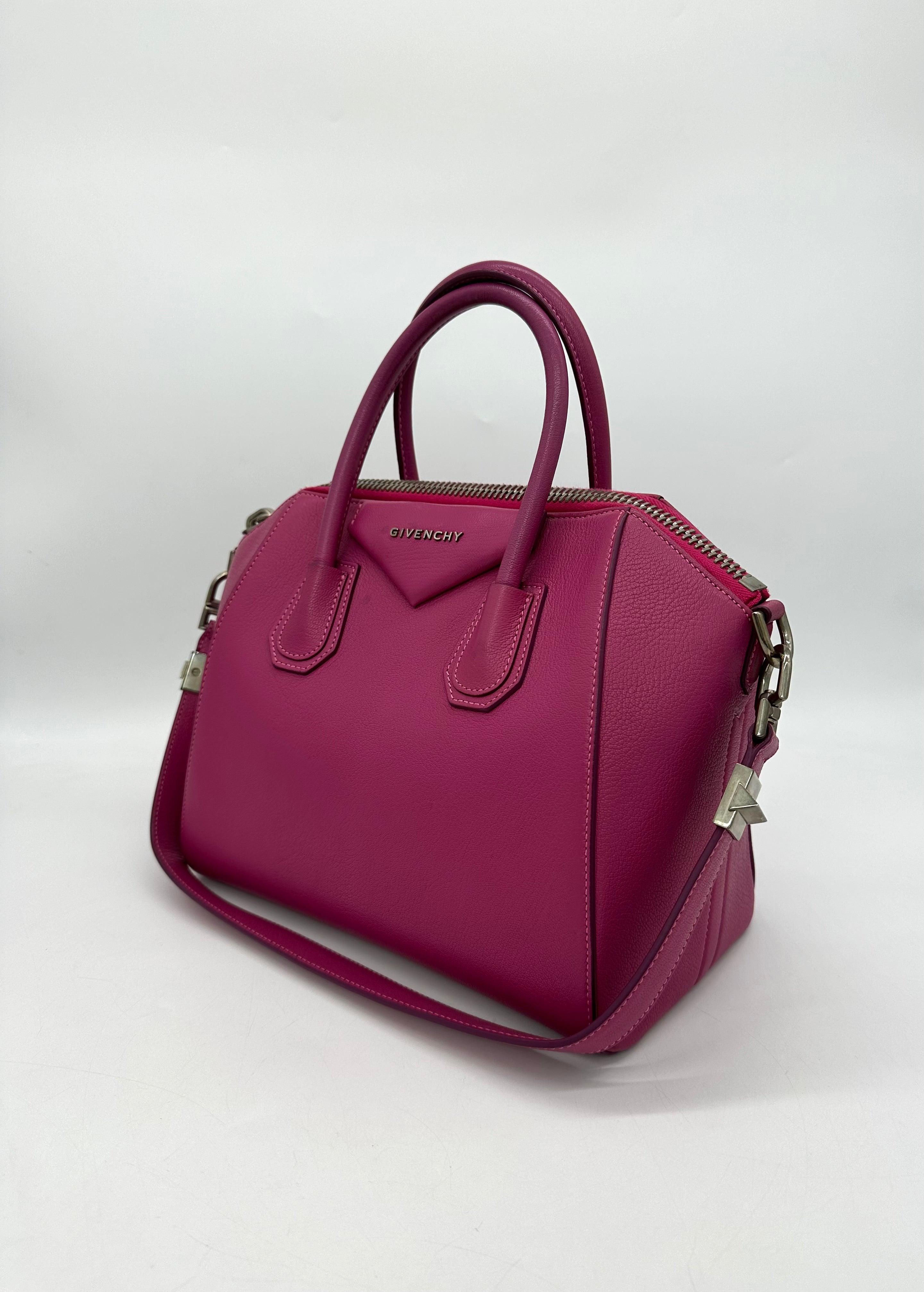 GIVENCHY Magenta Leather Small Antigona Satchel - Reeluxs 