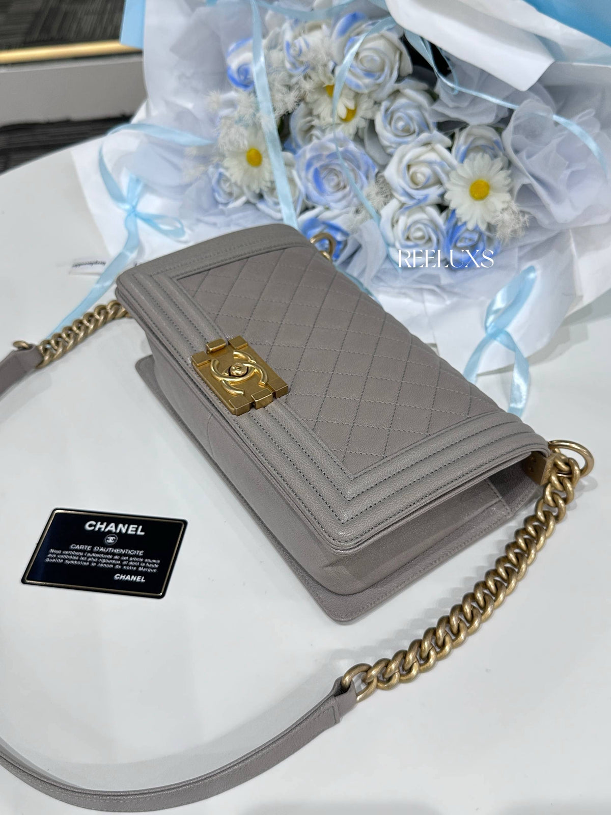 CHANEL Boy Old Medium Quilted Caviar Bag