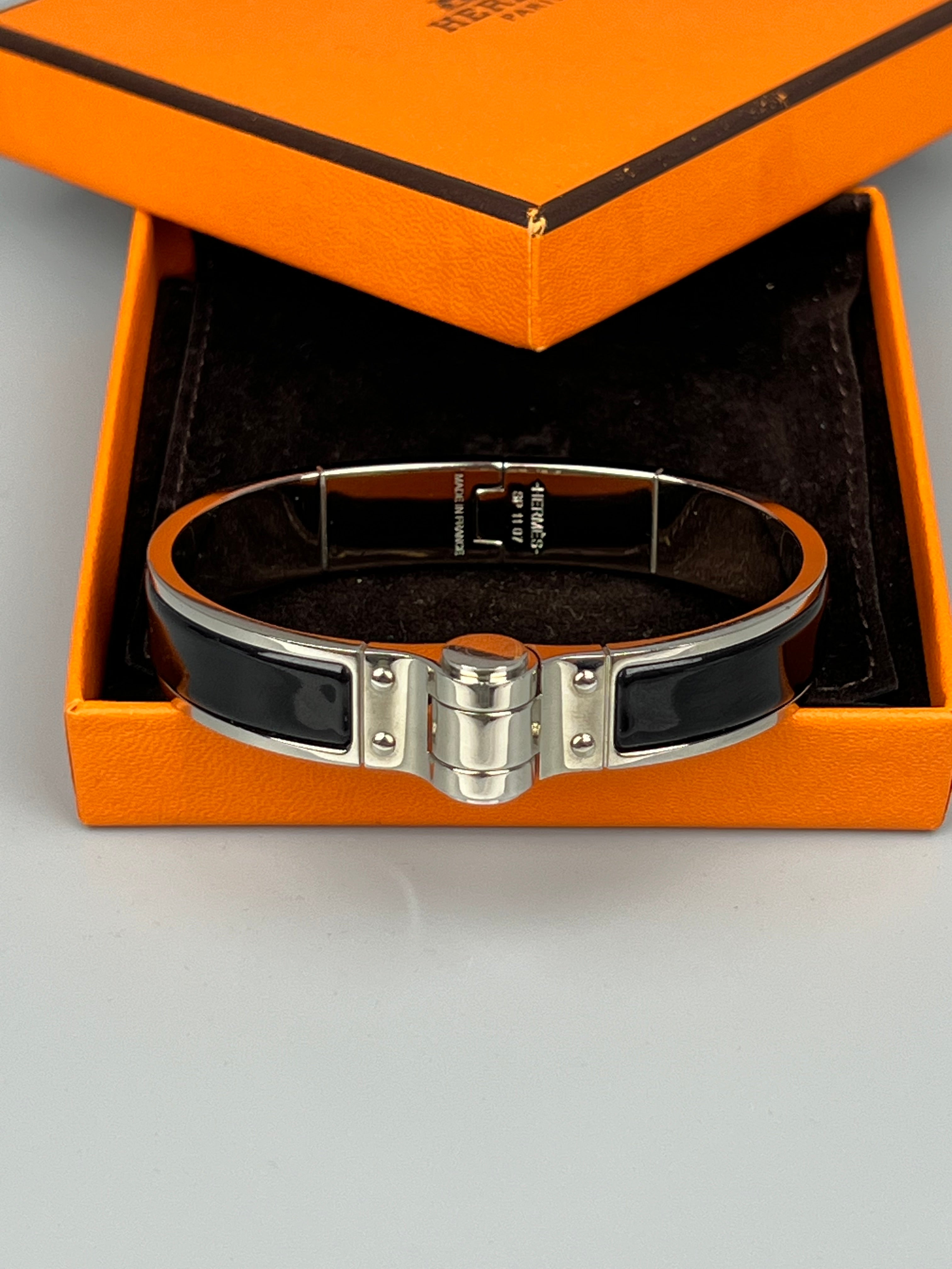 HERMES Charniere PM Bracelet Bangle Bordeaux Black - Reeluxs 