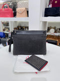 CHRISTIAN LOUBOUTINE Funky Spiked Leather Pouch In Black