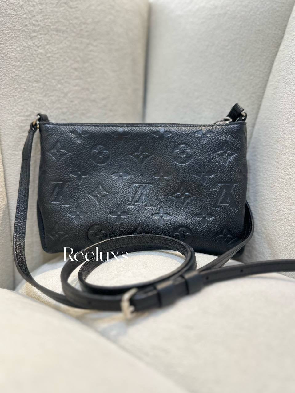 LOUIS VUITTON LV Black Monogram Empreinte Leather Pallas Pochette Crossbody Bag