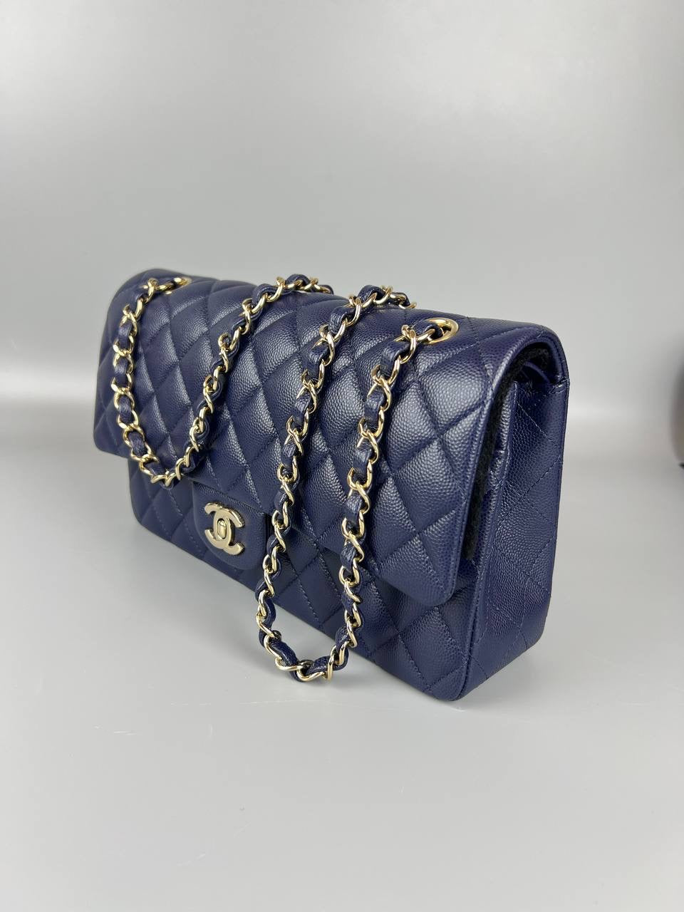 CHANEL caviar Medium Classic Double Flap Bag 24K GHW Mirco chip FullSet