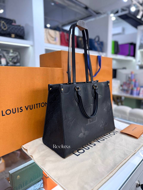 LOUIS VUITTON OnTheGo MM Black Monogram Empreinte Leather