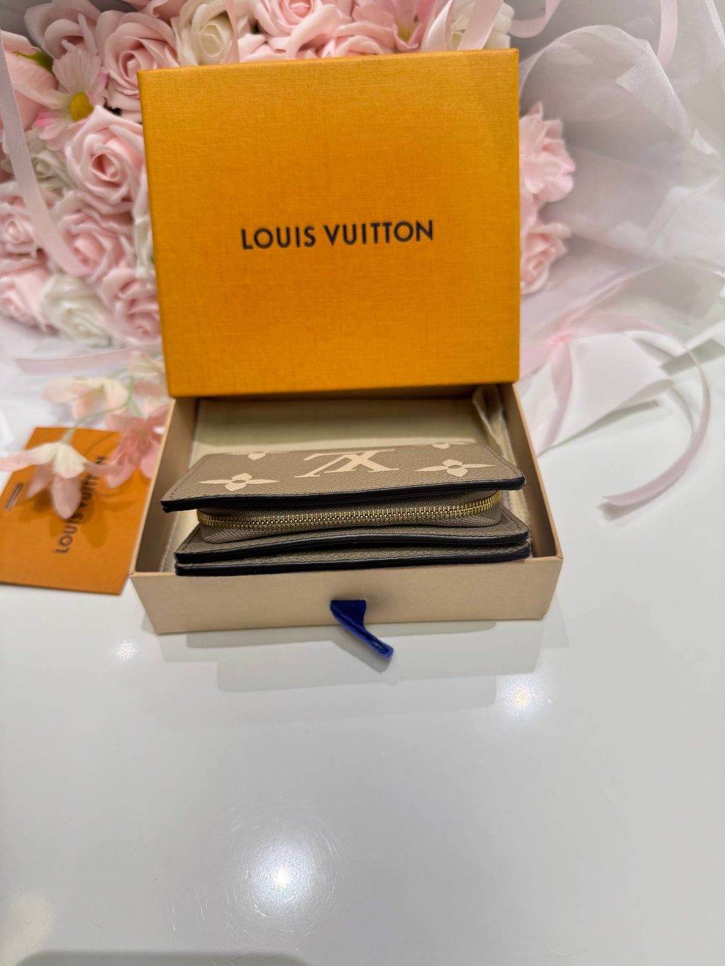 LOUIS VUITTON Victorine Wallet Monogram Empreinte Tourterelle Gray & Cream