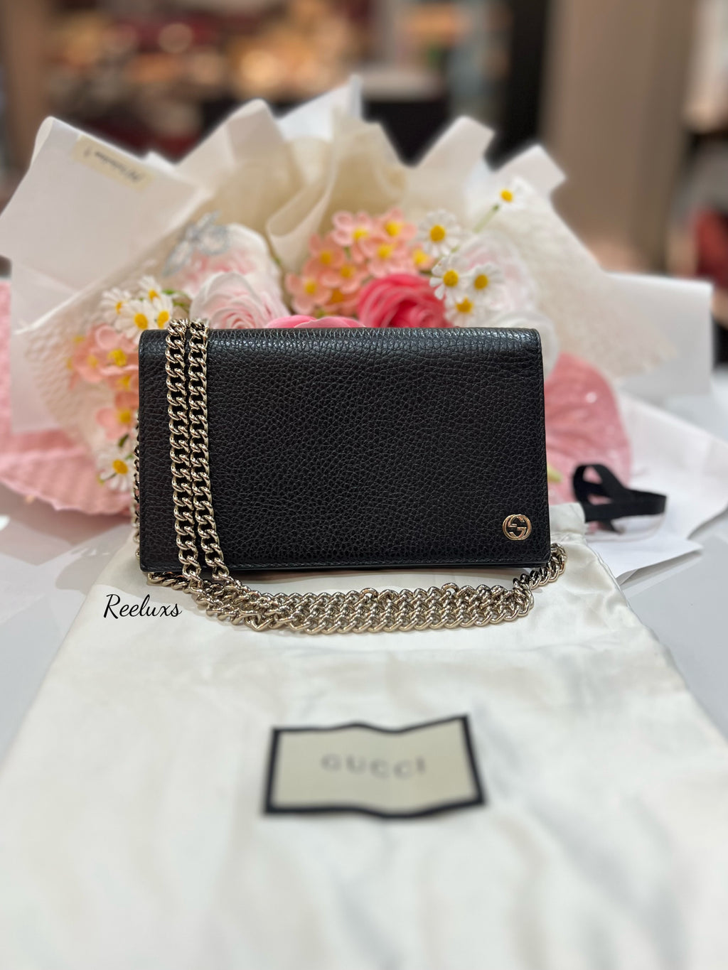 GUCCI Betty Chain Wallet Leather