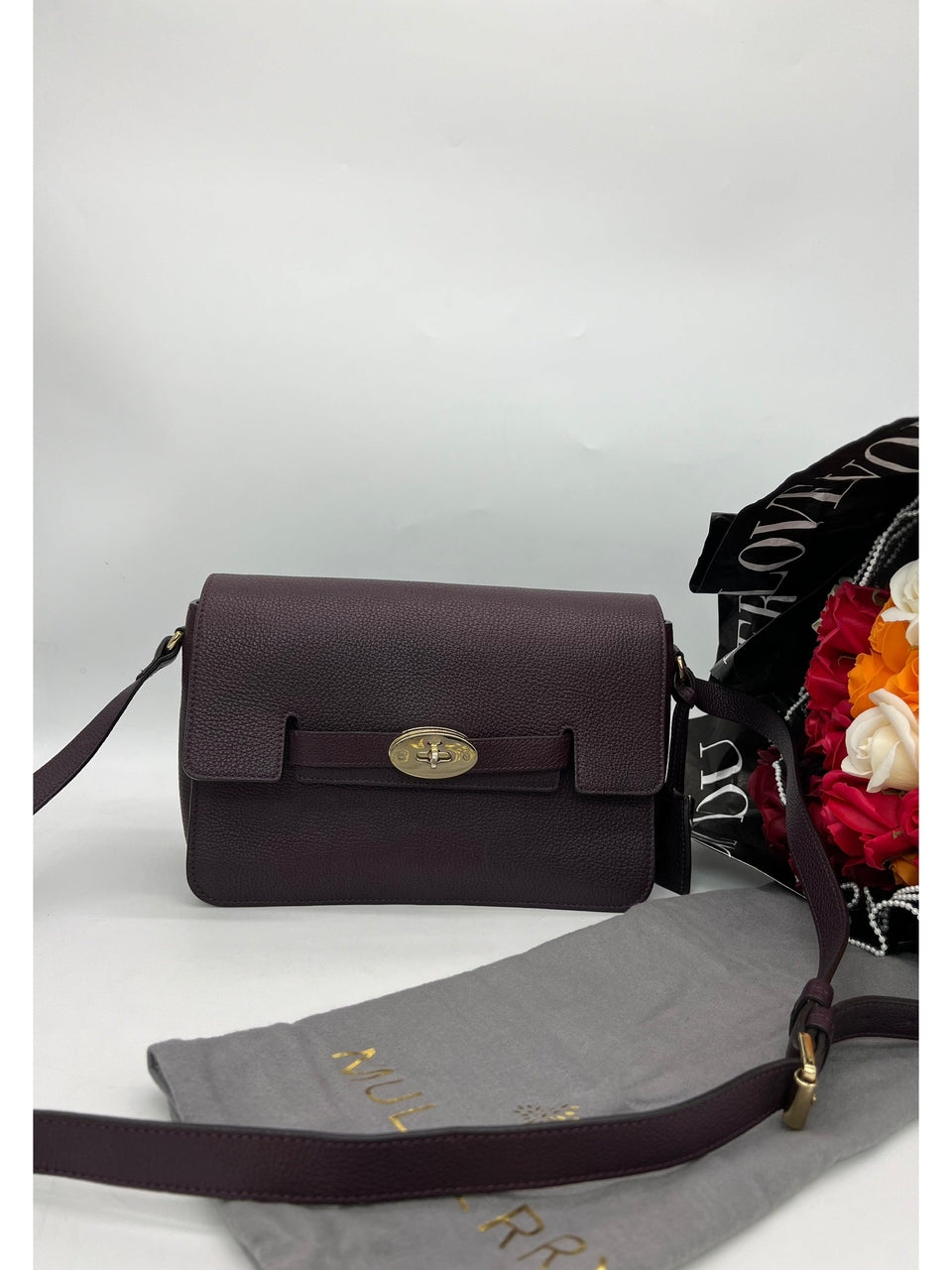 MULBERRY Bayswater Shoulder in Aubergine Grainy Calf Leather - Reeluxs 