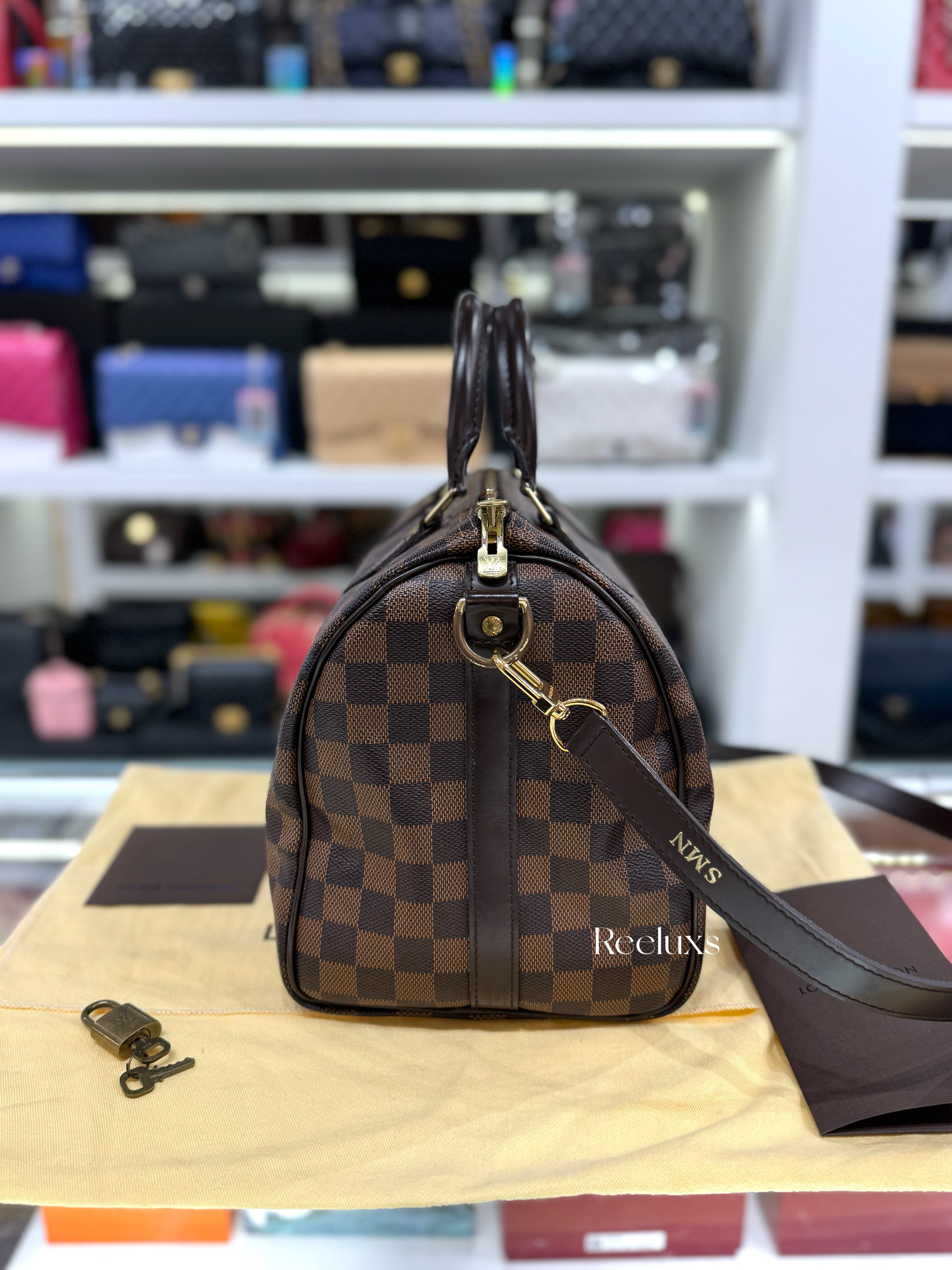 LOUIS VUITTON LV Speedy 30 Damier Ebene Canvas Handbag