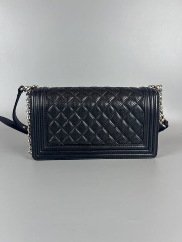 CHANEL Boy Perforated Quilted Lambskin Leboy Black&nbsp;SHW Slingbag