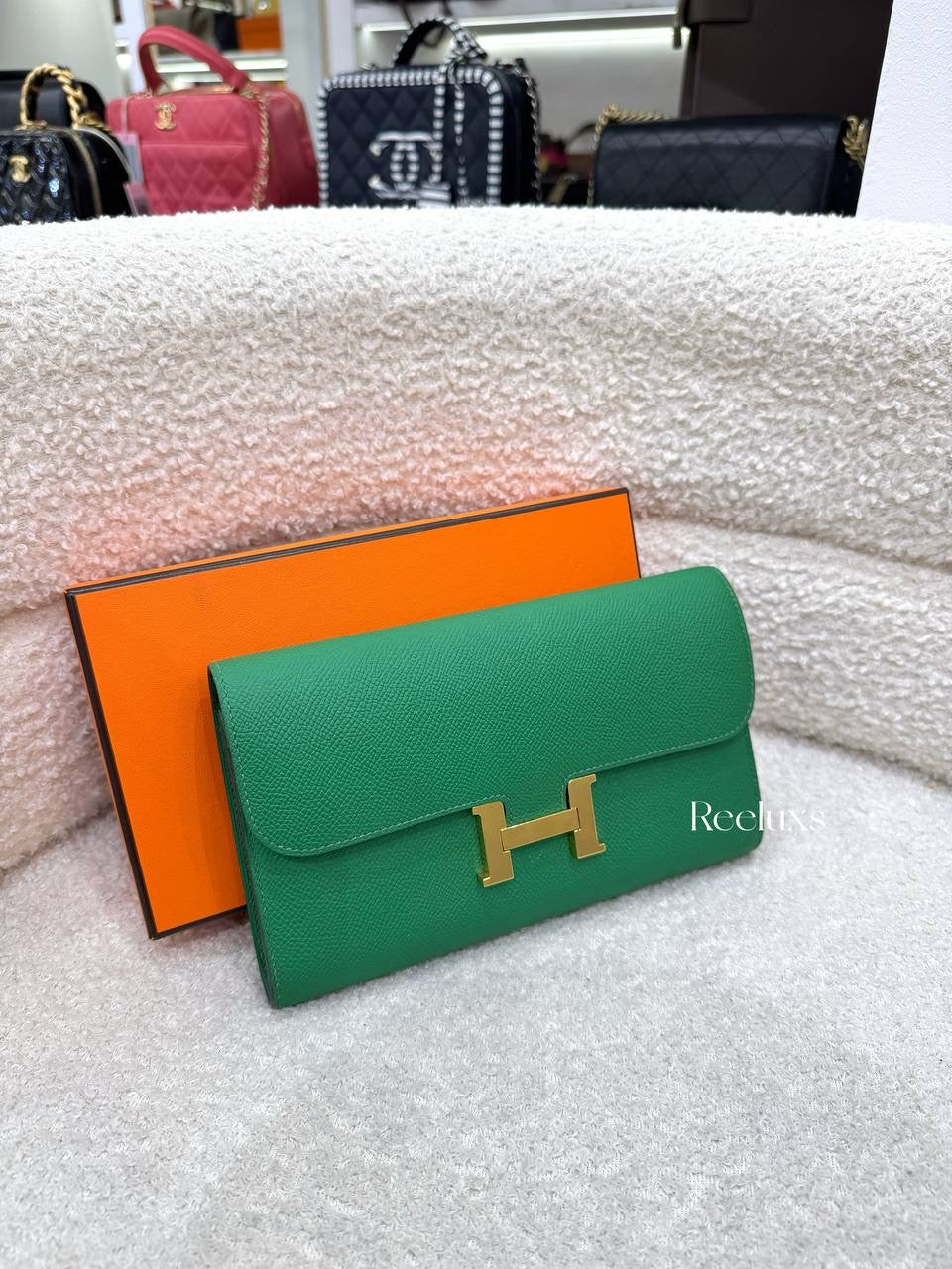 Hermès Constance Wallet To Go Vert Vertigo Epsom Gold Hardware
