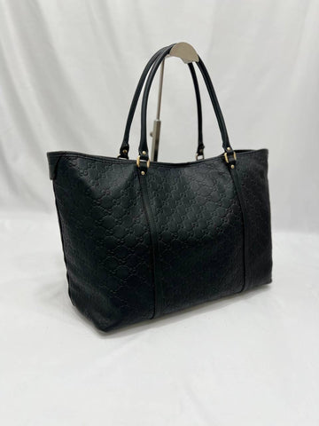 GUCCI Guccissima Leather Shopping Tote Black