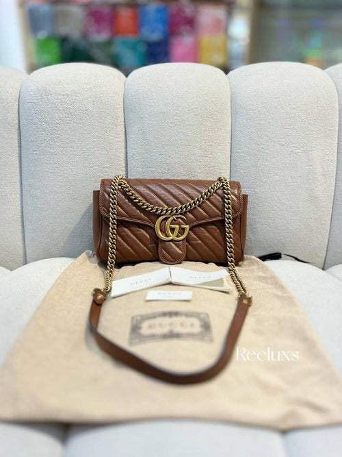 GUCCI GG Diagonal Marmont Shoulder Bag
