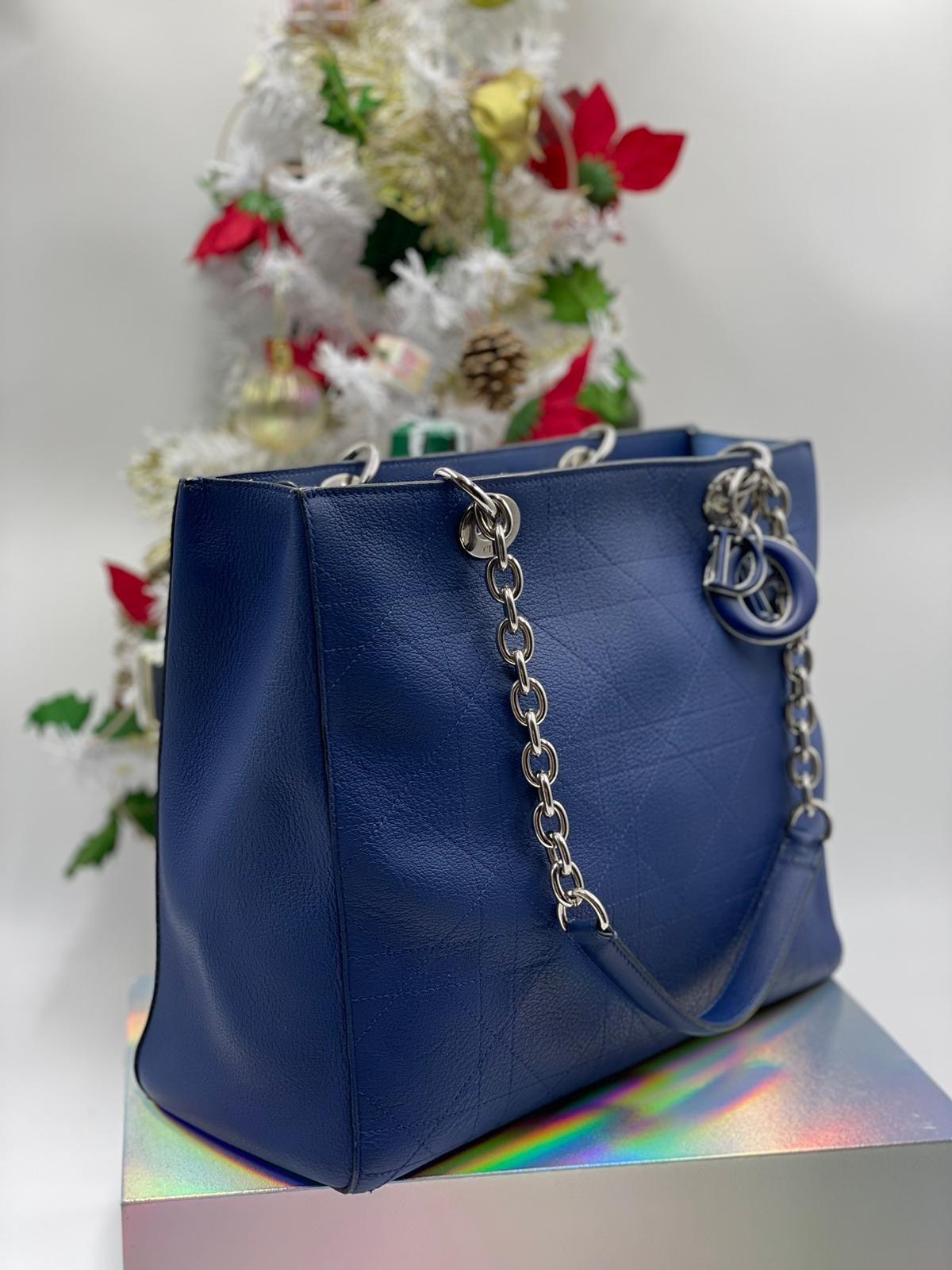 CHRISTIAN DIOR Blue Ultradior Calfskin Leather Bag - Reeluxs 