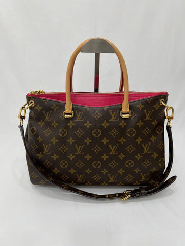 LOUIS VUITTON LV Monogram Pallas MM With Hot Pink 2Way Handbag