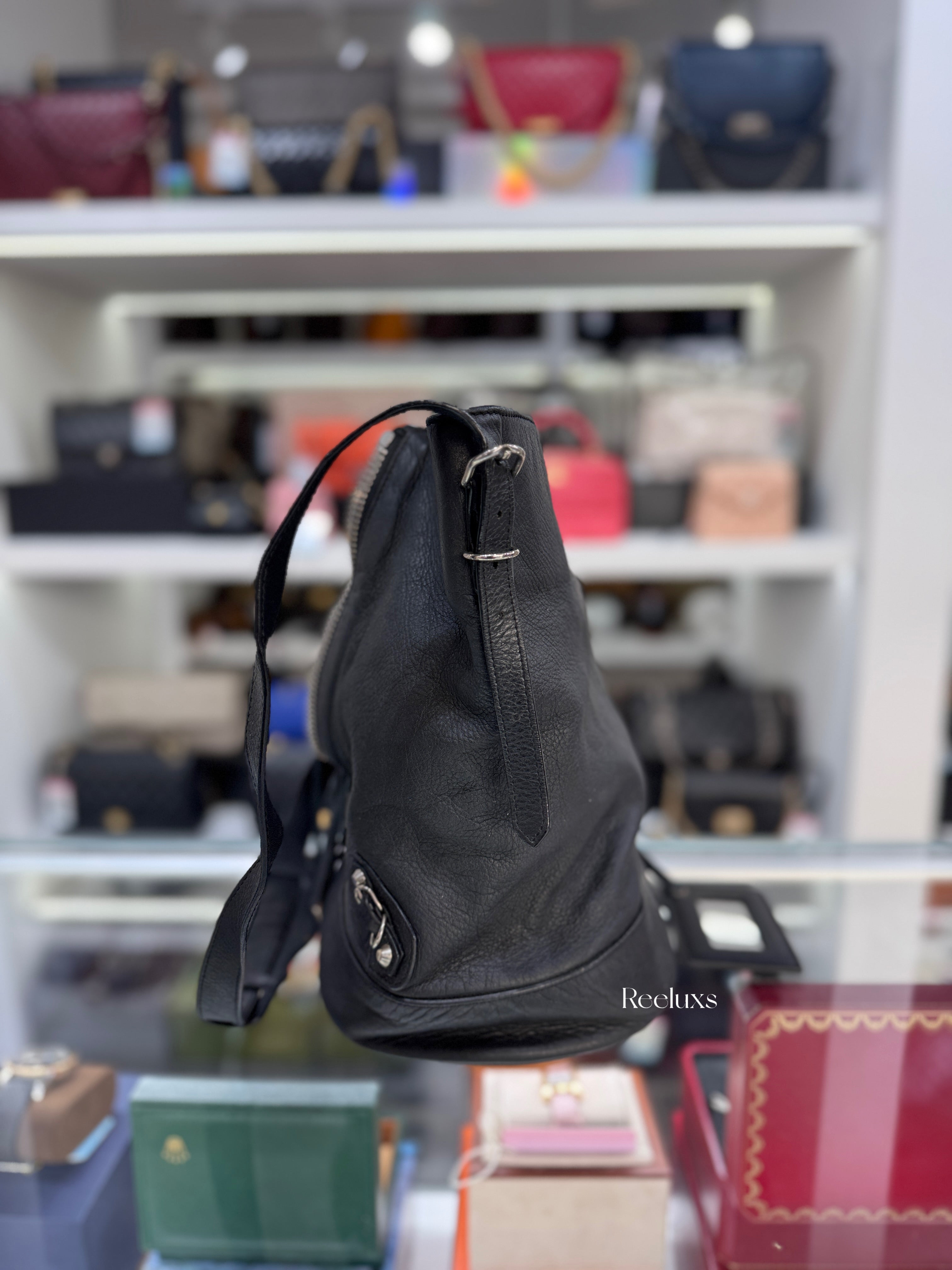 BALENCIAGA Papier Drop Bucket Bag Calfskin Leather