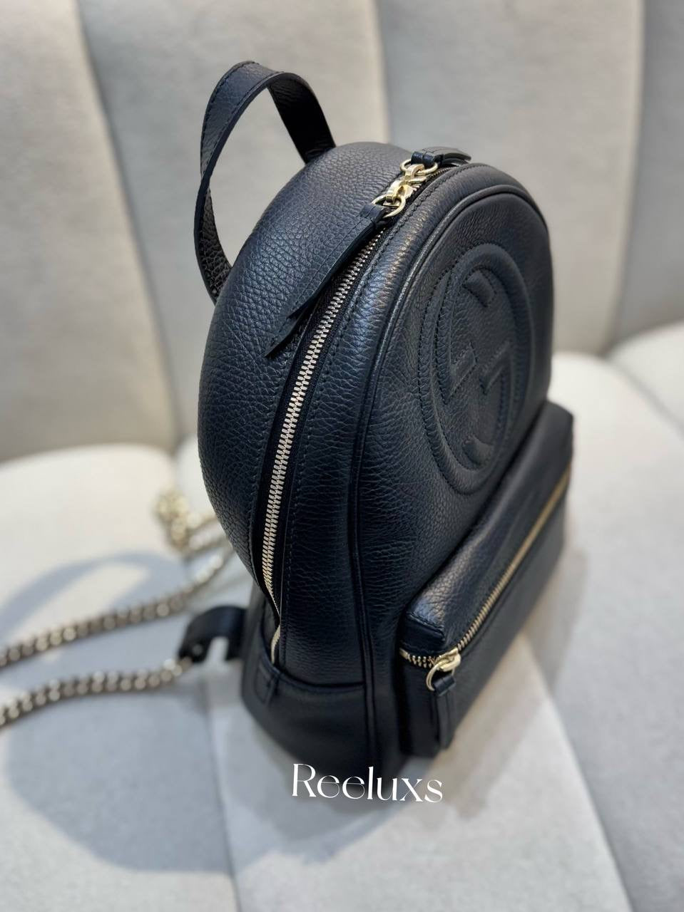 GUCCI Soho Leather Chain Backpack