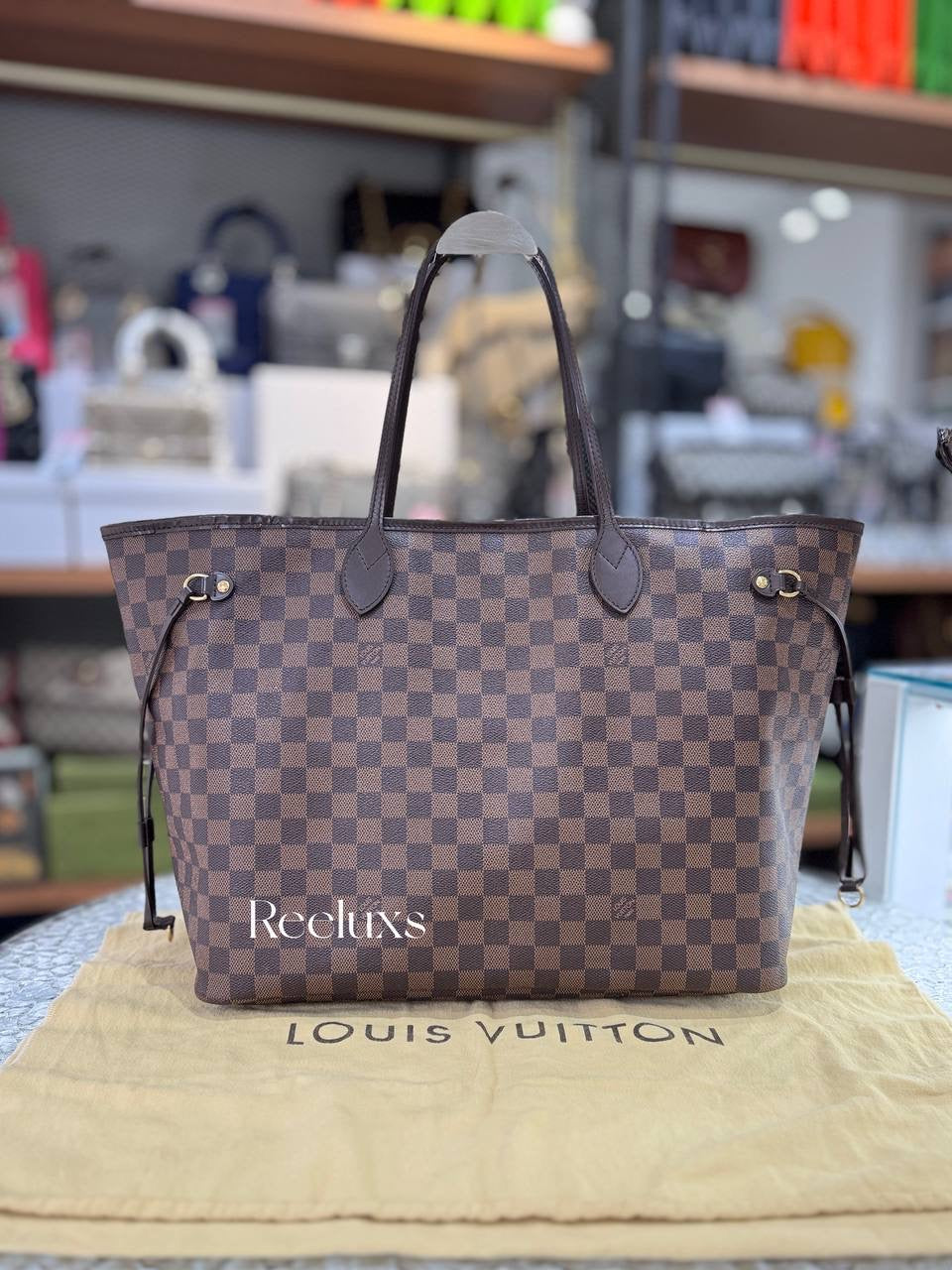 LOUIS VUITTON LV Large Damier Ebene Neverfull GM Tote Bag