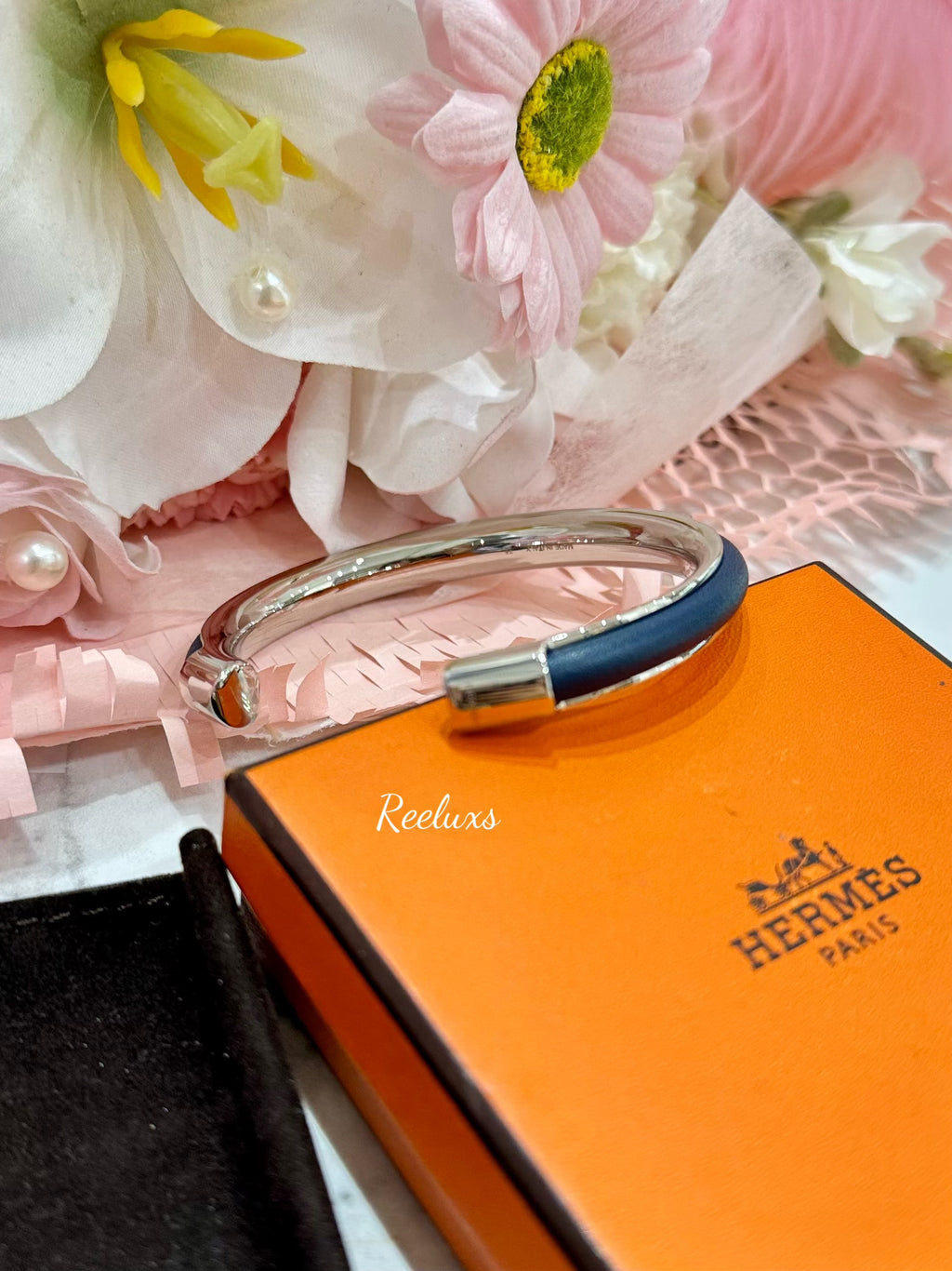 HERMES Swift Paris Tokyo Cuff Bracelet T5 Blue