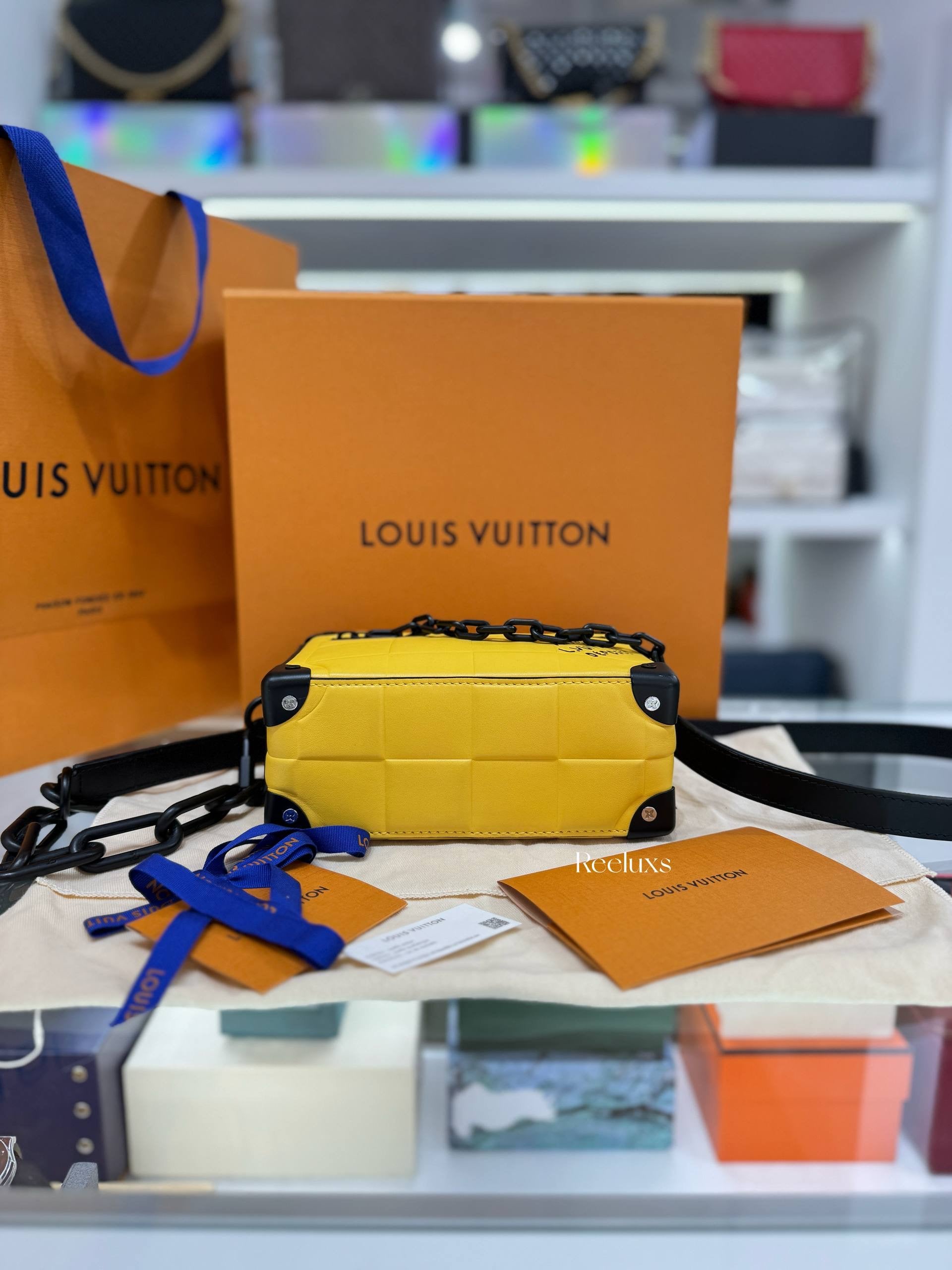 Full Set LOUIS VUITTON Mini Soft Trunk Yellow Damier Scuba Neoprene Pharrell Williams