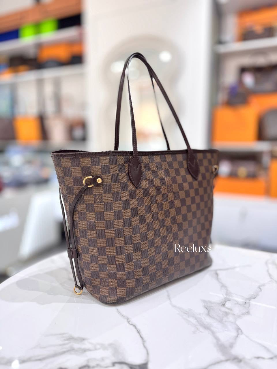 LOUIS VUITTON Neverfull MM Damier Ebene Canvas Tote Bag