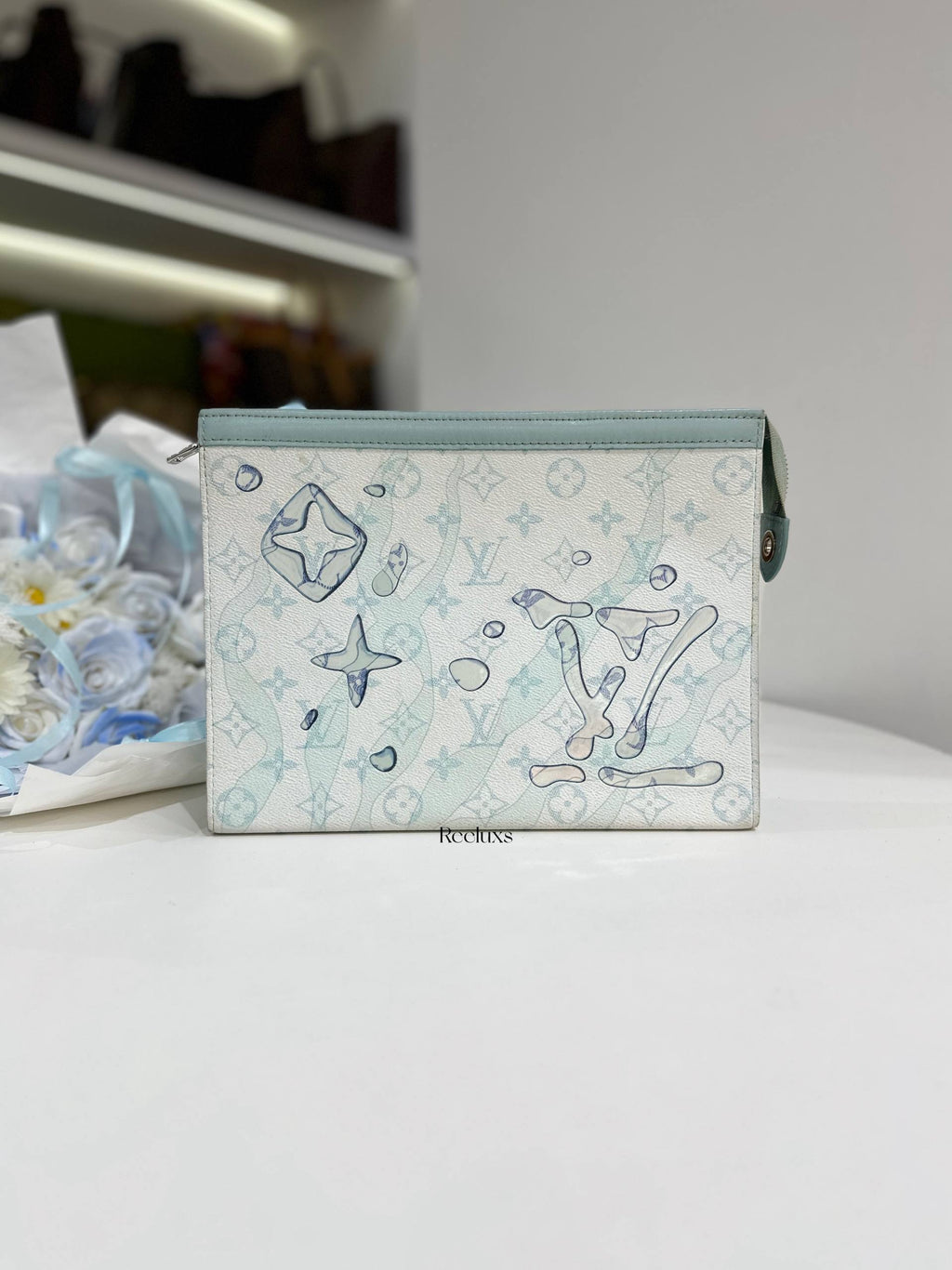 LOUIS VUITTON LV Monogram Aquagarden Pochette Voyage mm – Crystal Blue