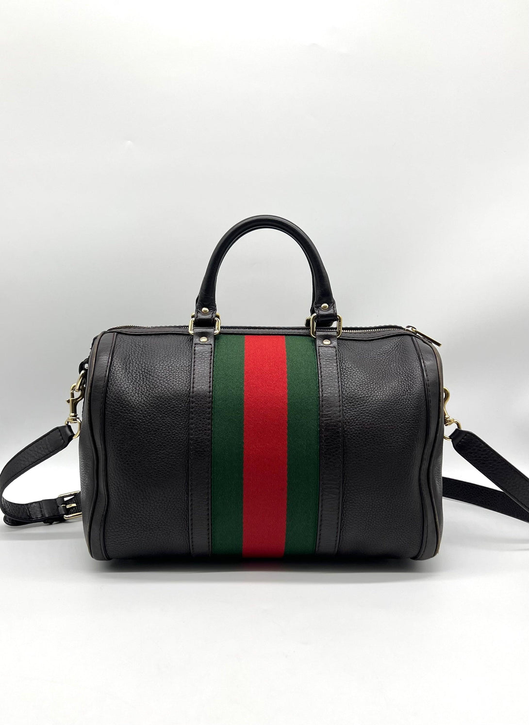 Gucci Boston Women Black Leather Hand Shoulder Bagp - Reeluxs 