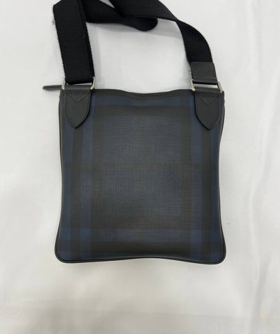 BURBERRY Beckley Crossbody Smoked Check Coated Canvas Black